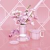 Chávena de chá Signum com pires, em porcelana, cor-de-rosa Chávena de chá Signum com pires, em porcelana, cor-de-rosa