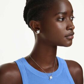 Conjunto Idyllia com cortes mistos, coração com flecha, banhado a ouro branco e rosa