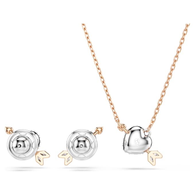Conjunto Idyllia com cortes mistos, coração com flecha, banhado a ouro branco e rosa Conjunto Idyllia com cortes mistos, coração com flecha, banhado a ouro branco e rosa