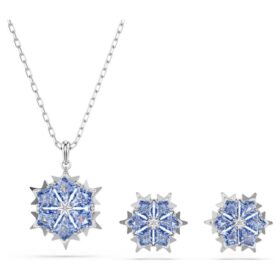 Conjunto Magic Floco de Neve, Azul, Banhado a Ródio