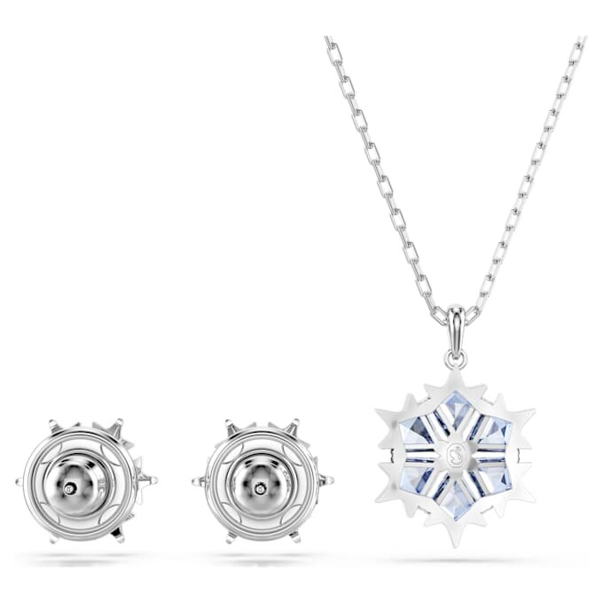 Conjunto Magic Floco de Neve, Azul, Banhado a Ródio Conjunto Magic Floco de Neve, Azul, Banhado a Ródio