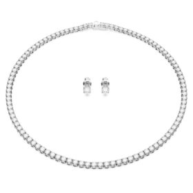 Conjunto Matrix Tennis, corte redondo, branco, banhado a ródio