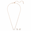 Conjunto Mesmera com corte em pêra e corte octogonal, branco, banhado a ouro rosa
