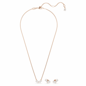 Conjunto Mesmera com corte em pêra e corte octogonal, branco, banhado a ouro rosa