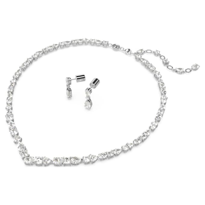 Conjunto Mesmera com cortes mistos, branco, banhado a ródio Conjunto Mesmera com cortes mistos, branco, banhado a ródio
