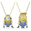 Conjunto Minions James e Henry com pavé, multicolorido, banhado a dourado Conjunto Minions James e Henry com pavé, multicolorido, banhado a dourado