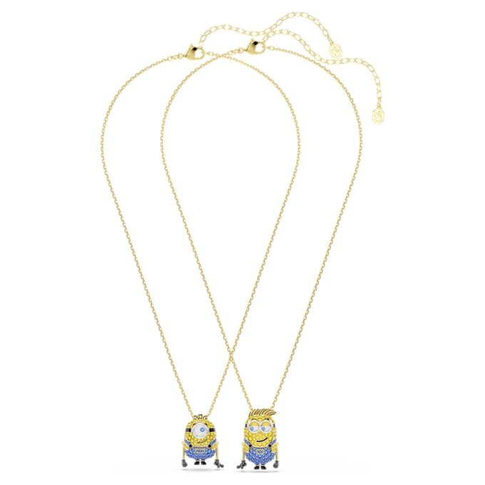 Conjunto Minions James e Henry com pavé, multicolorido, banhado a dourado Conjunto Minions James e Henry com pavé, multicolorido, banhado a dourado