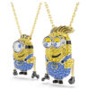 Conjunto Minions James e Henry com pavé, multicolorido, banhado a dourado Conjunto Minions James e Henry com pavé, multicolorido, banhado a dourado
