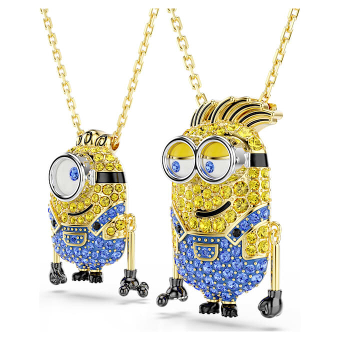 Conjunto Minions James e Henry com pavé, multicolorido, banhado a dourado Conjunto Minions James e Henry com pavé, multicolorido, banhado a dourado