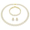 Conjunto Una Angelic (3), corte redondo, branco, banhado a dourado