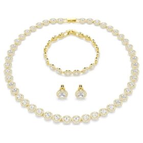 Conjunto Una Angelic (3), corte redondo, branco, banhado a dourado
