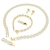 Conjunto Una Angelic (3), corte redondo, branco, banhado a dourado