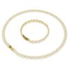 Conjunto Una Angelic, corte redondo, branco, banhado a dourado