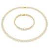 Conjunto Una Angelic, corte redondo, branco, banhado a dourado