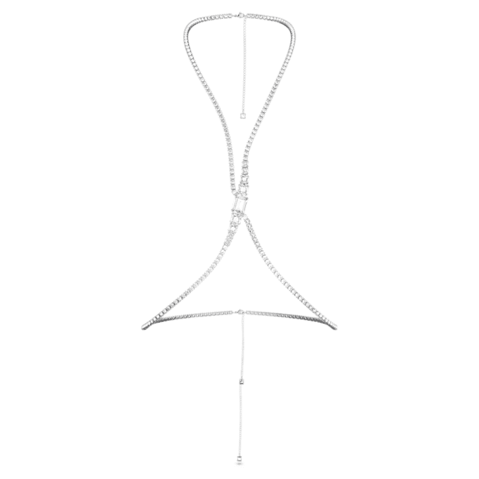 Corrente corporal Millenia com cristais de corte quadrado, branca, banhada a ródio Corrente corporal Millenia com cristais de corte quadrado, branca, banhada a ródio