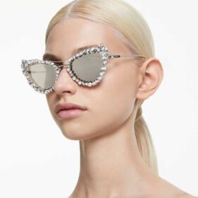 Óculos de sol clip-on 2 em 1, estilo marcante, formato «olho de gato», Sk7011, branco