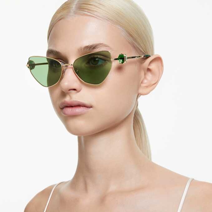 Óculos de sol com formato «olho de gato», Sk7003, verdes Óculos de sol com formato «olho de gato», Sk7003, verdes