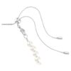 Gargantilha Ariana Grande X Swarovski com cortes mistos, pérola de cristal, coração, branca, banhada a ródio Gargantilha Ariana Grande X Swarovski com cortes mistos, pérola de cristal, coração, branca, banhada a ródio