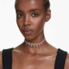 Gargantilha Ariana Grande X Swarovski com pérola de cristal, corte redondo, branca, banhada a ródio