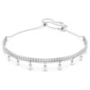 Gargantilha Ariana Grande X Swarovski com pérola de cristal, corte redondo, branca, banhada a ródio