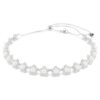 Gargantilha Ariana Grande X Swarovski com pérola de cristal, corte redondo, branca, banhada a ródio