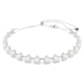 Gargantilha Ariana Grande X Swarovski com pérola de cristal, corte redondo, branca, banhada a ródio Gargantilha Ariana Grande X Swarovski com pérola de cristal, corte redondo, branca, banhada a ródio