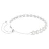 Gargantilha Ariana Grande X Swarovski com pérola de cristal, corte redondo, branca, banhada a ródio