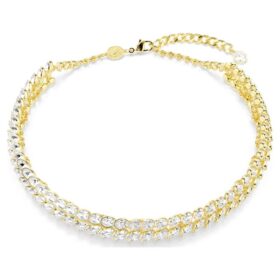 Gargantilha Idyllia com corte oval, branca, banhada a dourado Gargantilha Idyllia com corte oval, branca, banhada a dourado