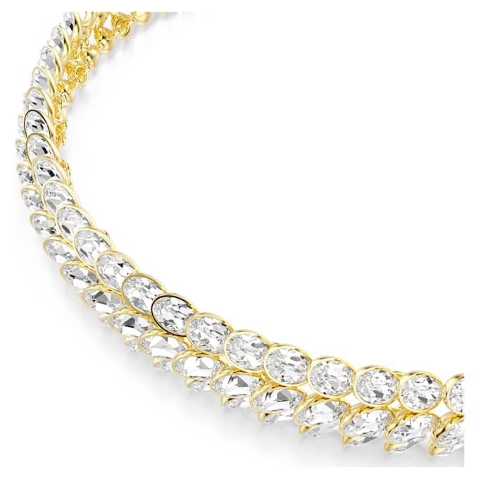 Gargantilha Idyllia com corte oval, branca, banhada a dourado Gargantilha Idyllia com corte oval, branca, banhada a dourado