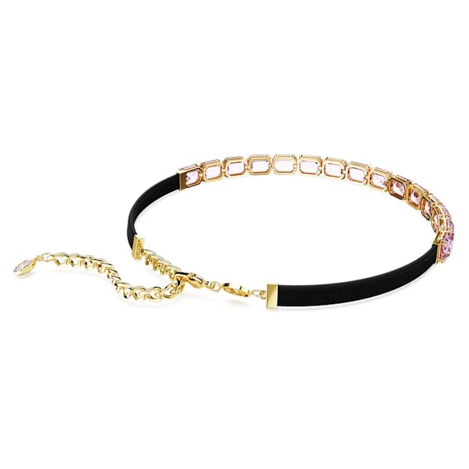 Gargantilha Millenia com corte octogonal, roxa, banhada a dourado Gargantilha Millenia com corte octogonal, roxa, banhada a dourado