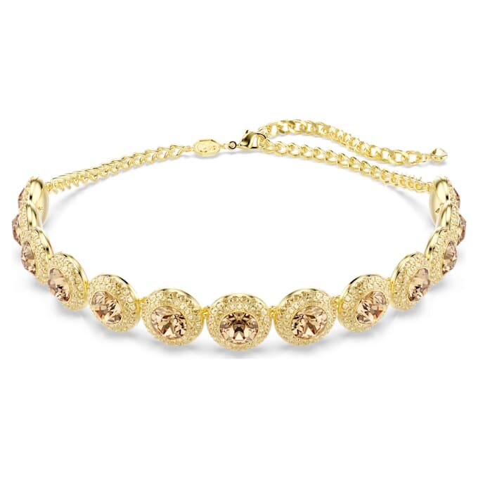Gargantilha Una Angelic com corte redondo, cor caramelo, banhada a dourado Gargantilha Una Angelic com corte redondo, cor caramelo, banhada a dourado