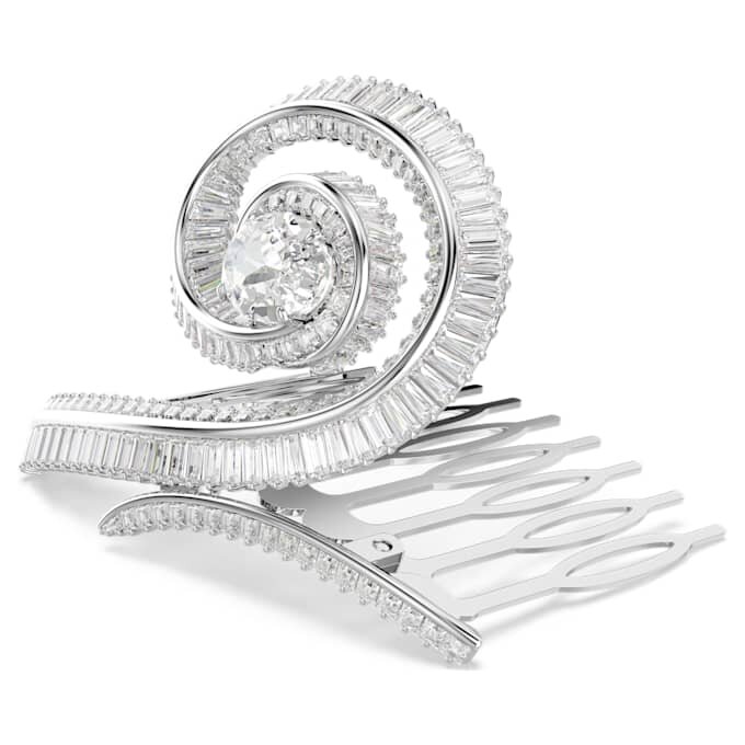 Grampo de cabelo Ariana Grande X Swarovski com corte baguete, branco, banhado a ródio Grampo de cabelo Ariana Grande X Swarovski com corte baguete, branco, banhado a ródio