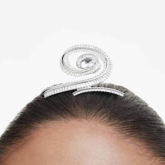 Grampo de cabelo Ariana Grande X Swarovski com corte baguete, branco, banhado a ródio Grampo de cabelo Ariana Grande X Swarovski com corte baguete, branco, banhado a ródio