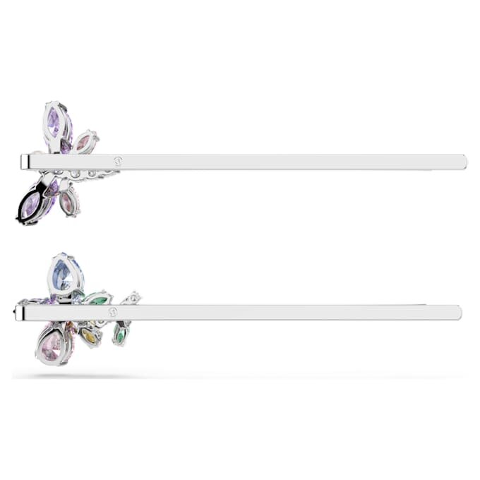 Grampo de cabelo Ariana Grande X Swarovski com cortes mistos, libélula, flor, multicolorido, banhado a ródio Grampo de cabelo Ariana Grande X Swarovski com cortes mistos, libélula, flor, multicolorido, banhado a ródio