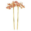 Grampo de cabelo Gema com pérola de cristal, cortes mistos, flor, rosa, banhado a dourado Grampo de cabelo Gema com pérola de cristal, cortes mistos, flor, rosa, banhado a dourado