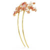 Grampo de cabelo Gema com pérola de cristal, cortes mistos, flor, rosa, banhado a dourado Grampo de cabelo Gema com pérola de cristal, cortes mistos, flor, rosa, banhado a dourado