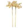 Grampo de cabelo Gema com pérola de cristal, cortes mistos, flor, rosa, banhado a dourado Grampo de cabelo Gema com pérola de cristal, cortes mistos, flor, rosa, banhado a dourado