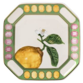 Idyllia Vide Poche em porcelana, com motivo de cristais, cor de limão, multicolorido