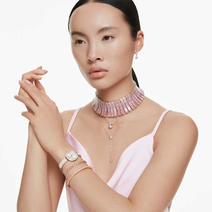 Pulseira Matrix com corte em pêra, rosa, banhada a ouro Pulseira Matrix com corte em pêra, rosa, banhada a ouro