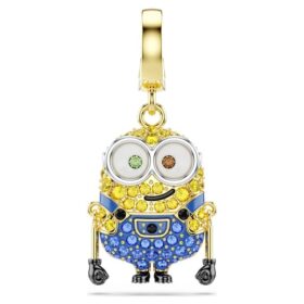 Pingente Bob dos Minions com pavé, multicolorido, banhado a dourado