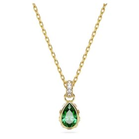 Pingente Chroma com corte em pêra, verde, banhado a dourado