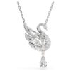 Pingente Cisne, Branco, banhado a ródio