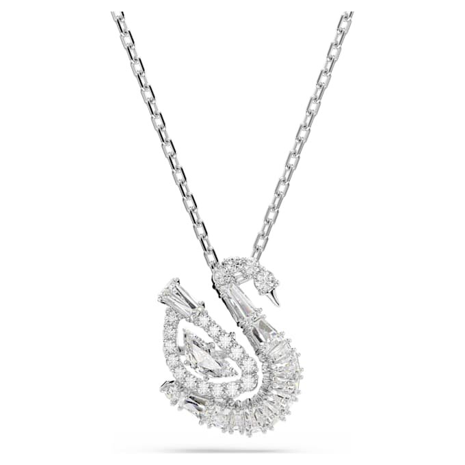 Pingente Cisne com cortes mistos, Cisne, Branco Pingente Cisne com cortes mistos, Cisne, Branco