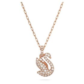 Pingente Cisne, Pequeno, Branco, com banho em tom de ouro rosa