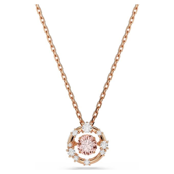 Pingente Constella com corte redondo, pedra dançante, cor-de-rosa, banhado a ouro rosa Pingente Constella com corte redondo, pedra dançante, cor-de-rosa, banhado a ouro rosa