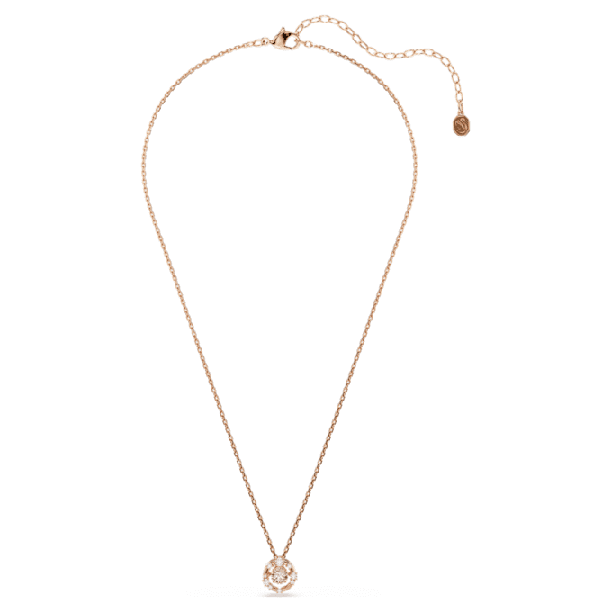 Pingente Constella com corte redondo, pedra dançante, cor-de-rosa, banhado a ouro rosa Pingente Constella com corte redondo, pedra dançante, cor-de-rosa, banhado a ouro rosa