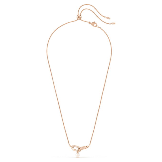 Pingente Constella com pérola de cristal, corte redondo, branco, banhado a ouro rosa Pingente Constella com pérola de cristal, corte redondo, branco, banhado a ouro rosa
