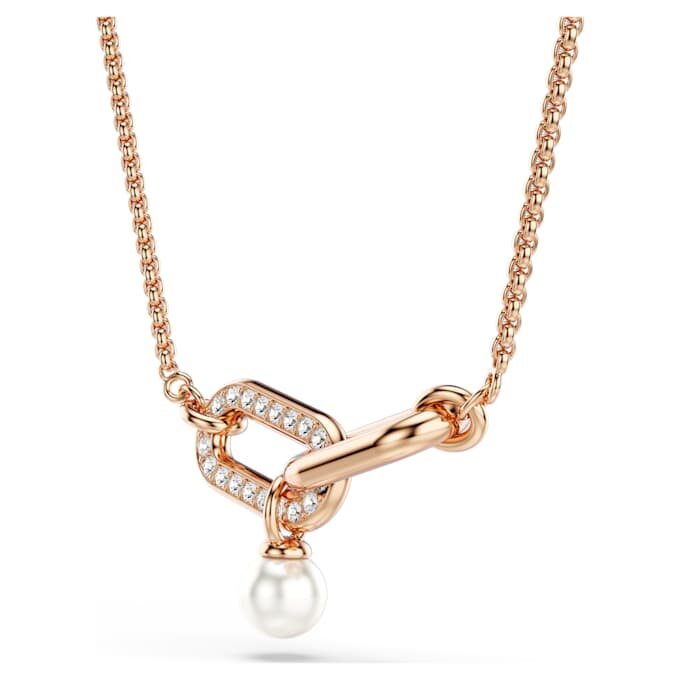 Pingente Constella com pérola de cristal, corte redondo, branco, banhado a ouro rosa Pingente Constella com pérola de cristal, corte redondo, branco, banhado a ouro rosa