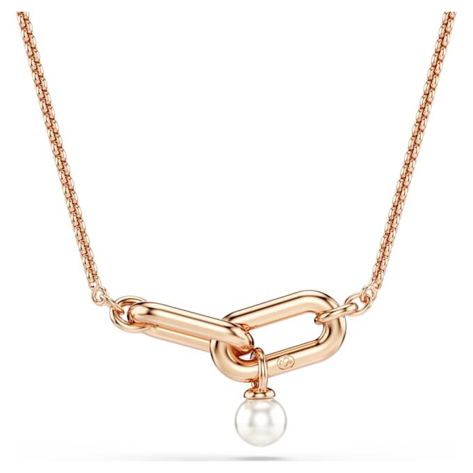 Pingente Constella com pérola de cristal, corte redondo, branco, banhado a ouro rosa Pingente Constella com pérola de cristal, corte redondo, branco, banhado a ouro rosa