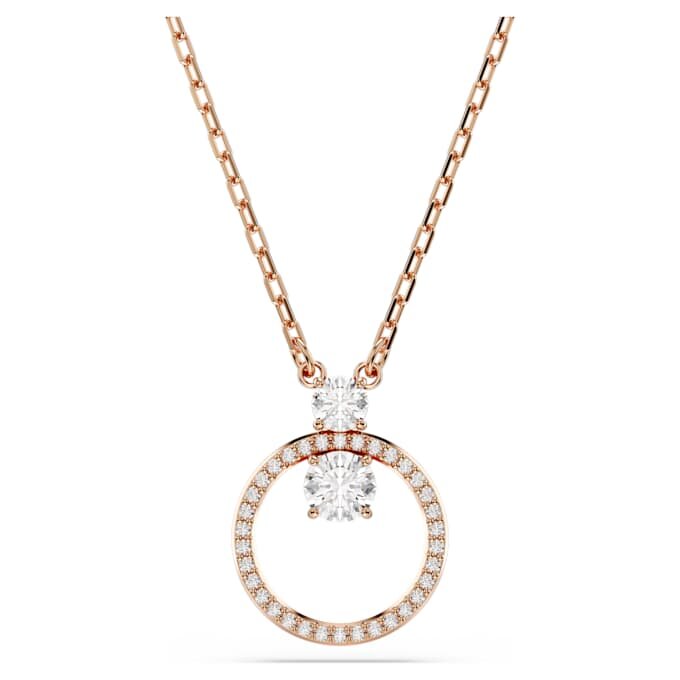 Pingente Constella Pavé, corte redondo, branco, banhado a ouro rosa Pingente Constella Pavé, corte redondo, branco, banhado a ouro rosa